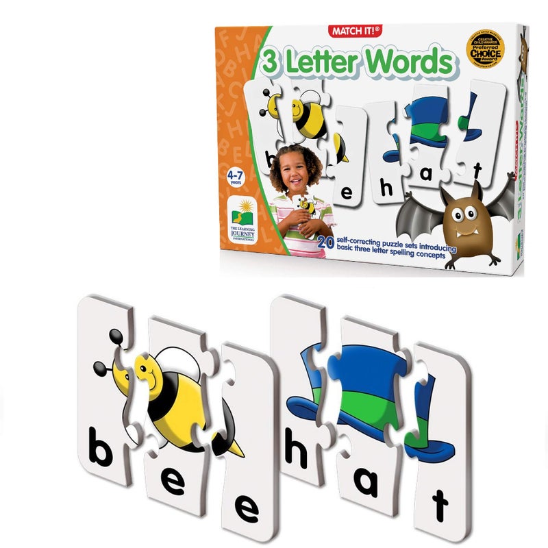 The Learning Journey: Match It! - 3 Letter Words -Spelling Puzzles for Kids Ages 3-5, Learn to Read With Preschool Learning Materials and Learning Games - Award Winning Educational Toys - Image 1